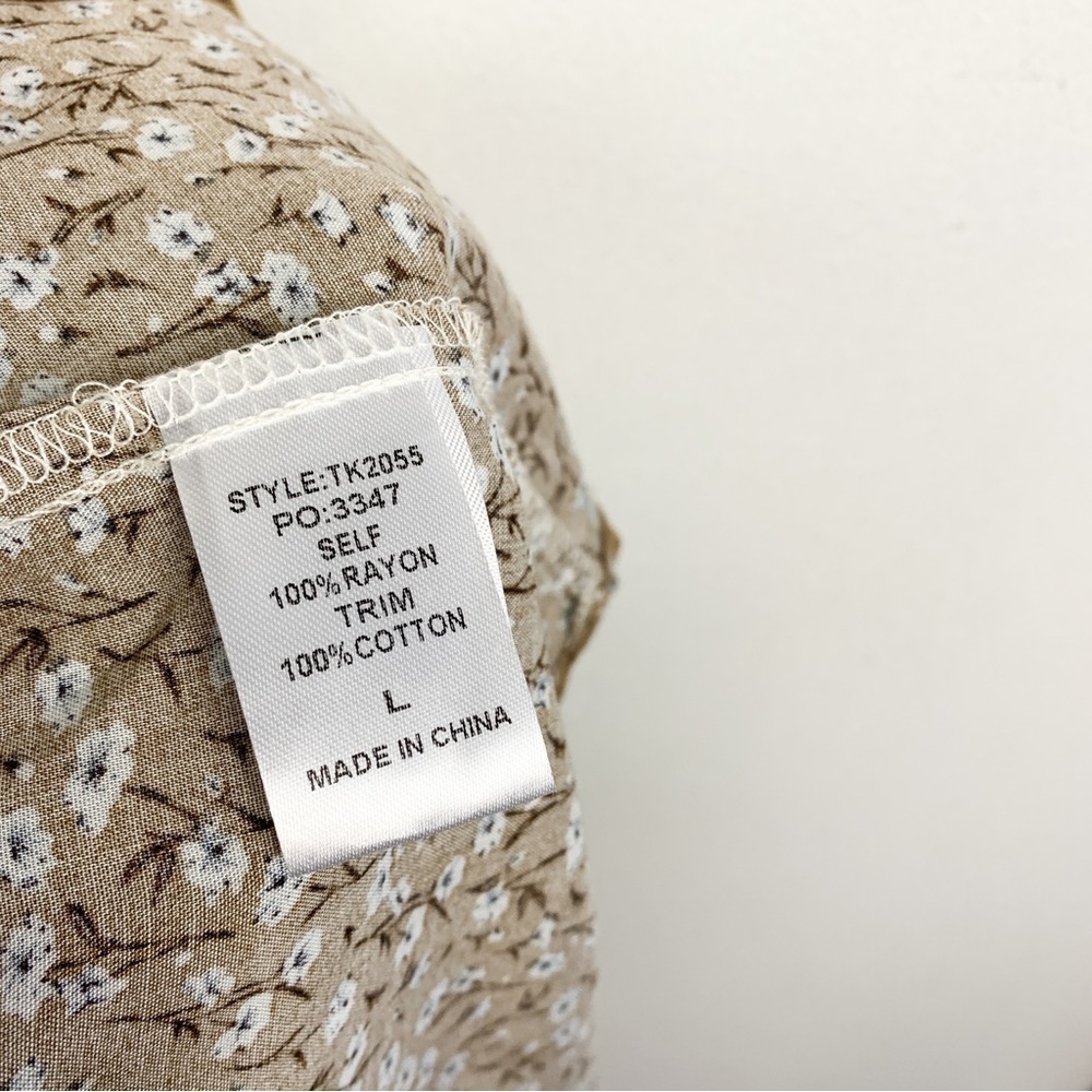 NWT Gigio USA Ruffle Floral Prairie Peasant Midi Dress Sz L - Picture 8 of 9